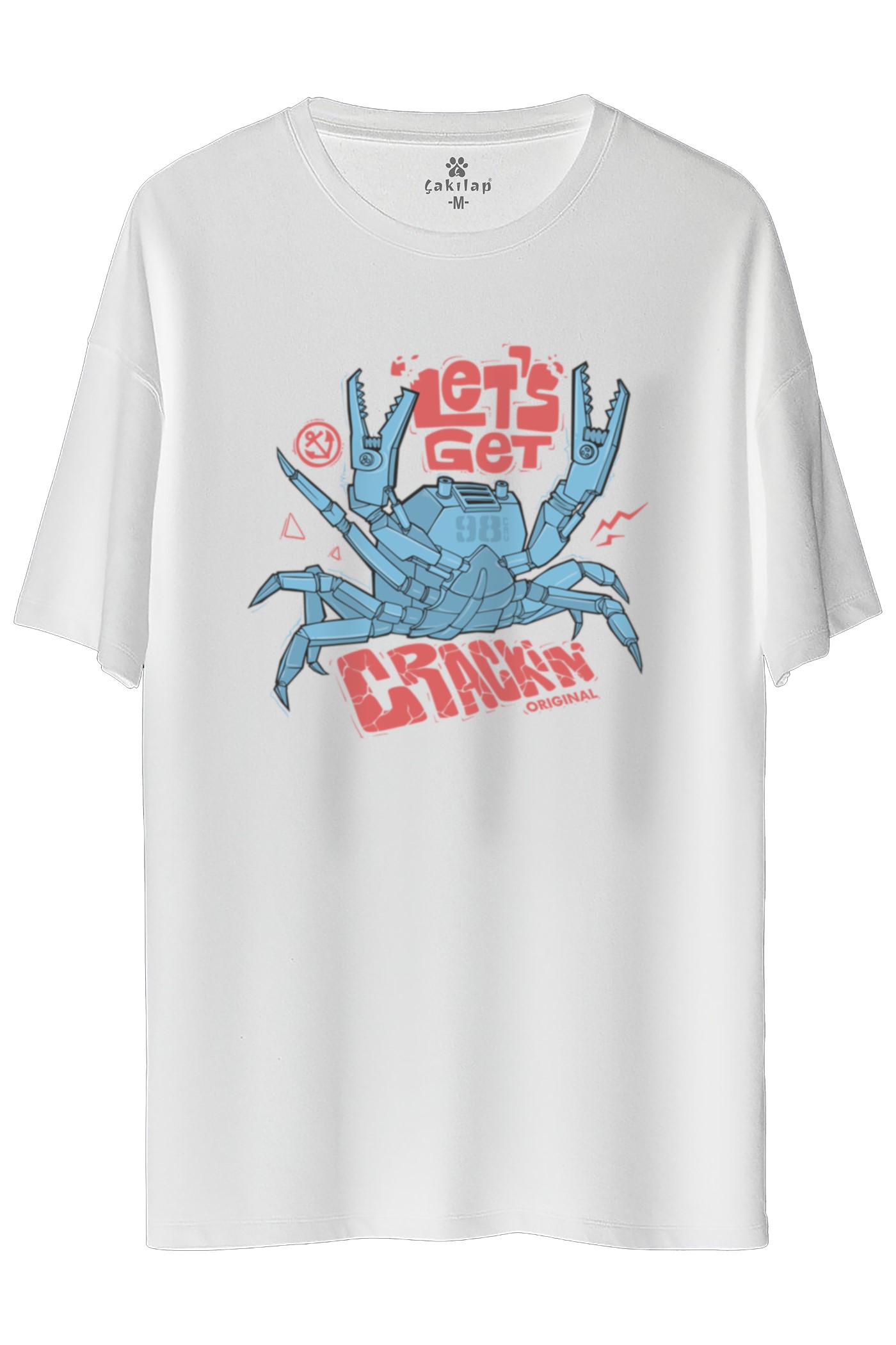 Let's Get Crack İn  Baskılı Oversize Tişört