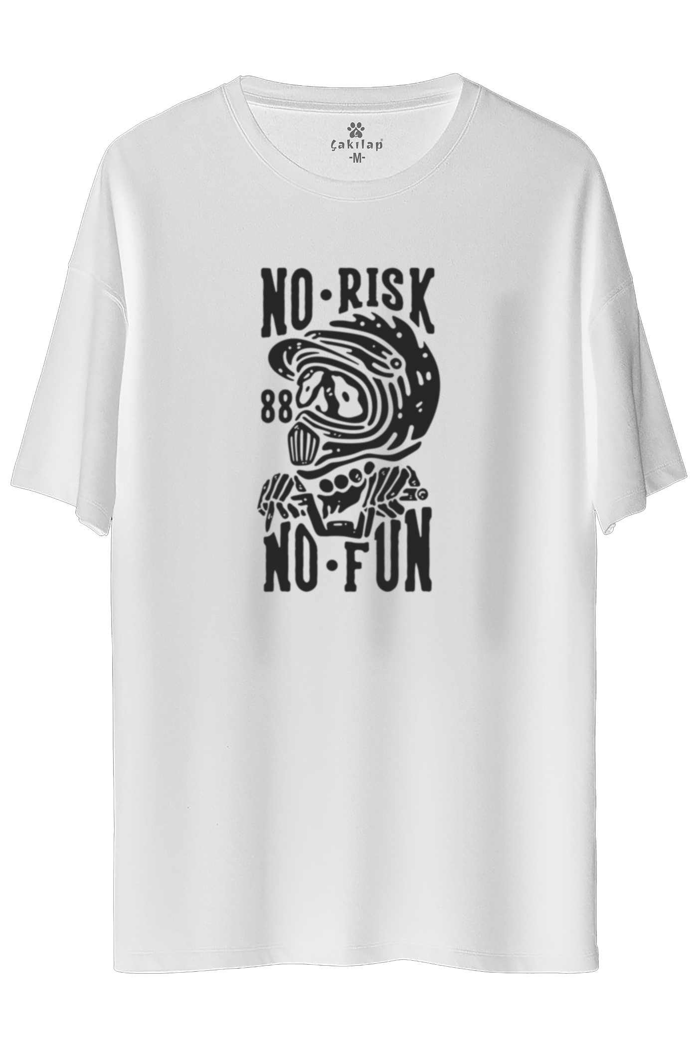 No Risk No Fun  Baskılı Oversize Tişört