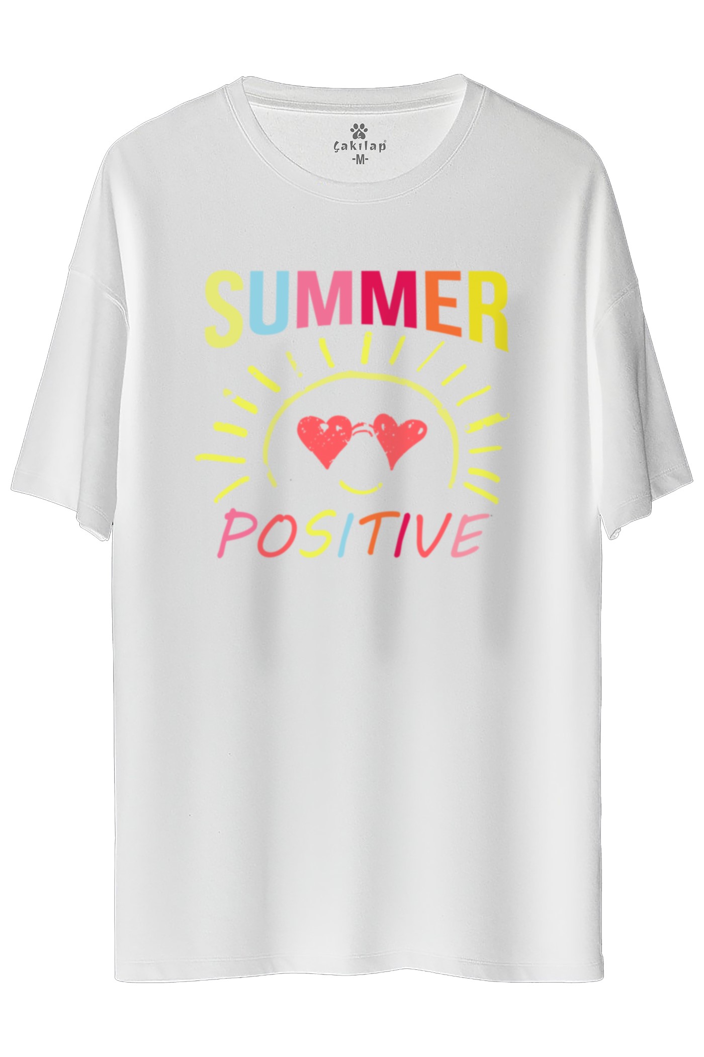 Summer Positive  Baskılı Oversize Tişört