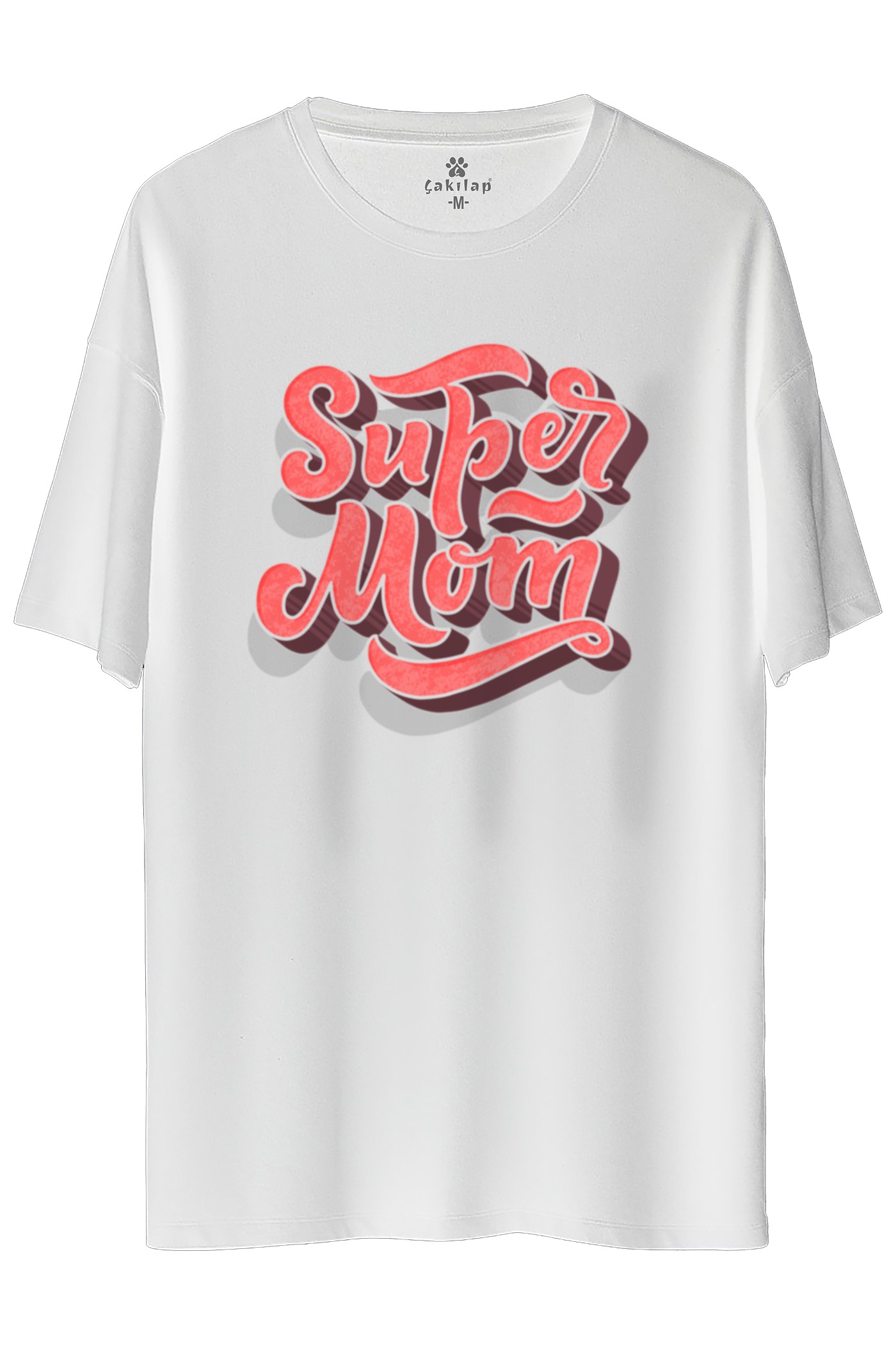 Super Mom  Baskılı Oversize Tişört