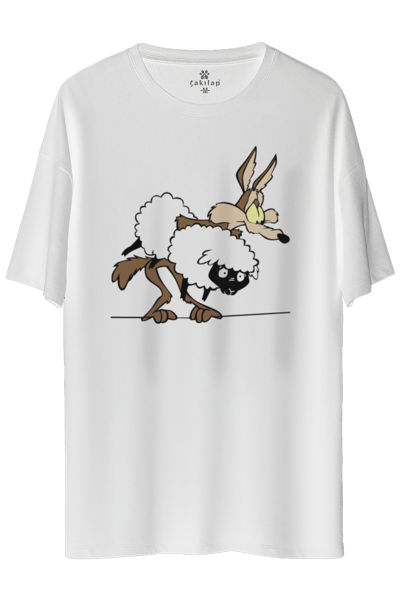 Wile E Coyote Baskılı Oversize Tişört