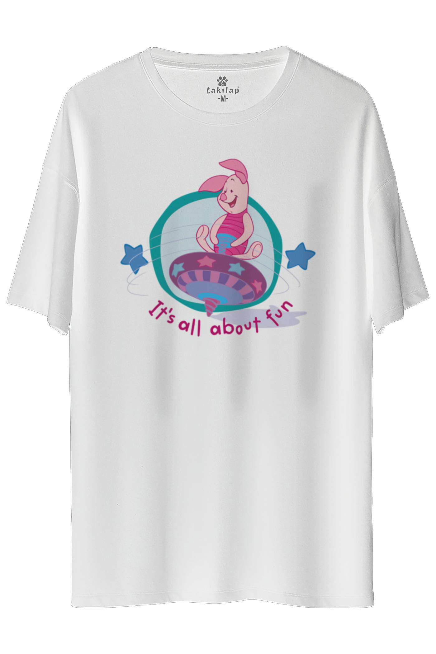 Piglet Baskılı Oversize Tişört