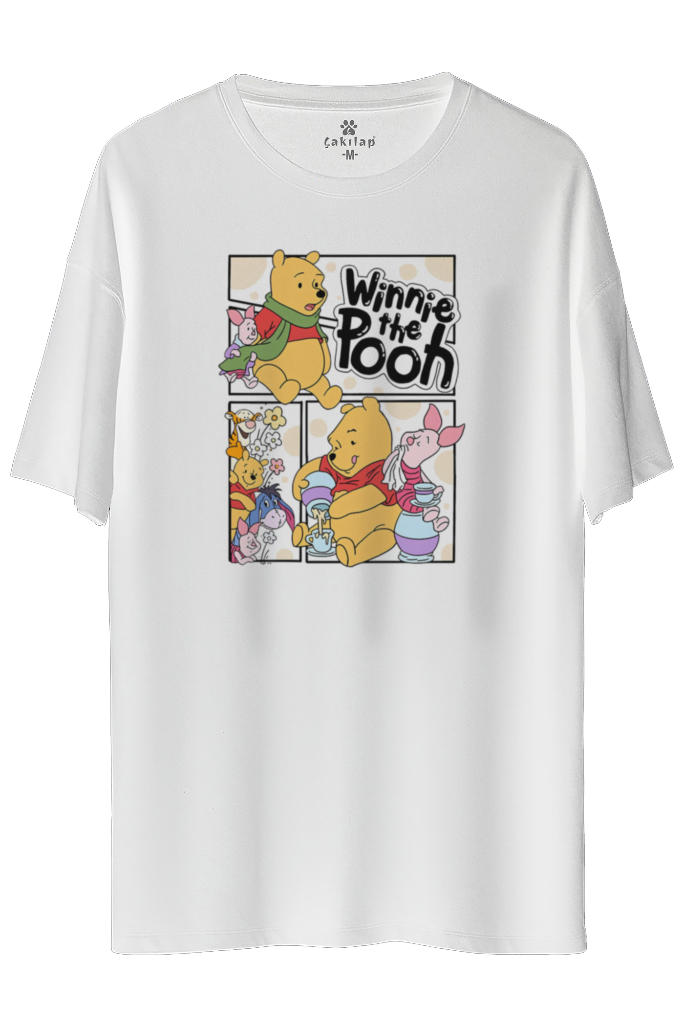 Winnie The Pooh Baskılı Oversize Tişört