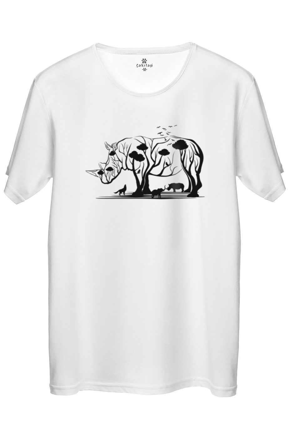 Doğa Gergedan Baskılı Tişöt