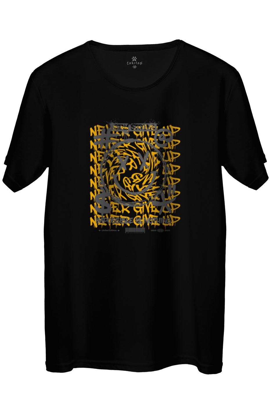 Never Give Up Baskılı Regular Tişört