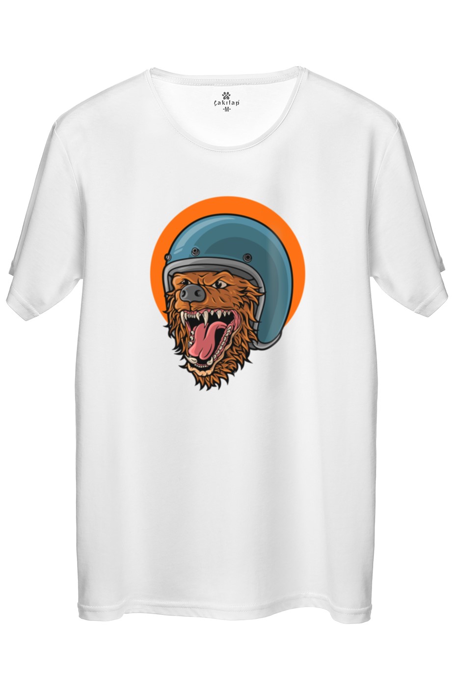 Kasklı Ayı Baskılı Regular Tişört