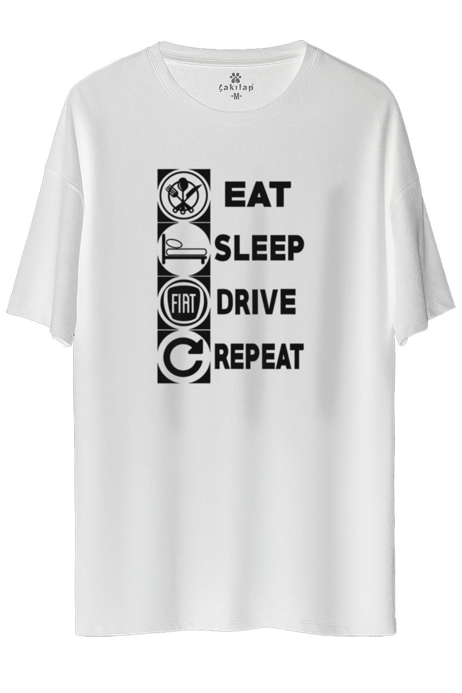 Fiat Logo  Baskılı Oversize Tişört