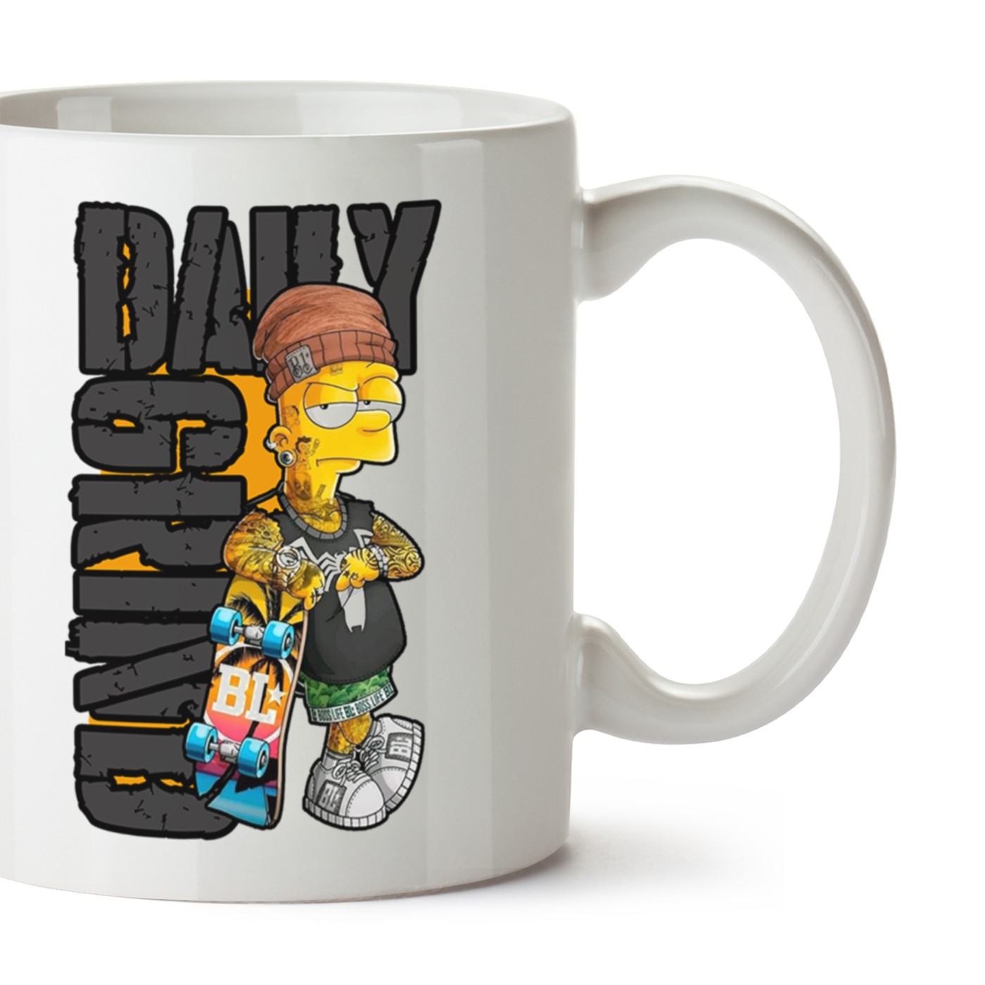 Dahy Grind Baskılı Porselen Kupa Bardak