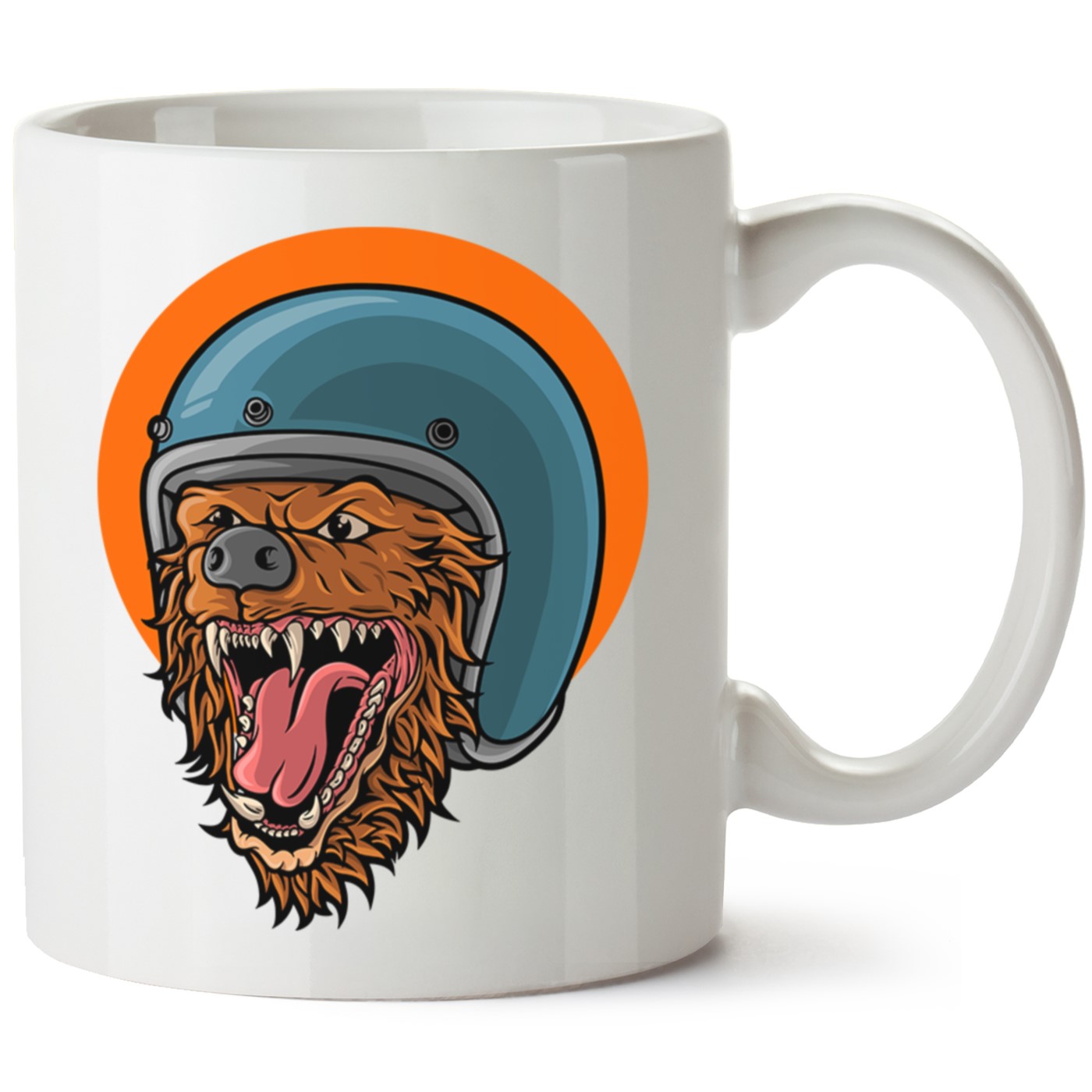 Kasklı Ayı Baskılı Porselen Kupa Bardak