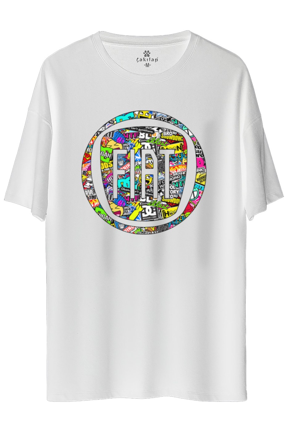 Fiat Logo  Baskılı Oversize Tişört