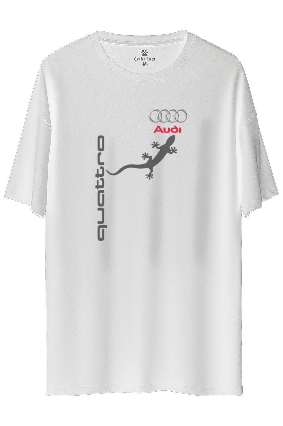 Audi Quattro Logo Baskılı Oversize Tişört