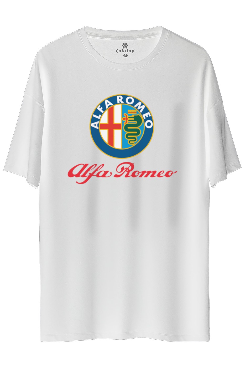 Alfa Romeo Logo Baskılı Oversize Tişört