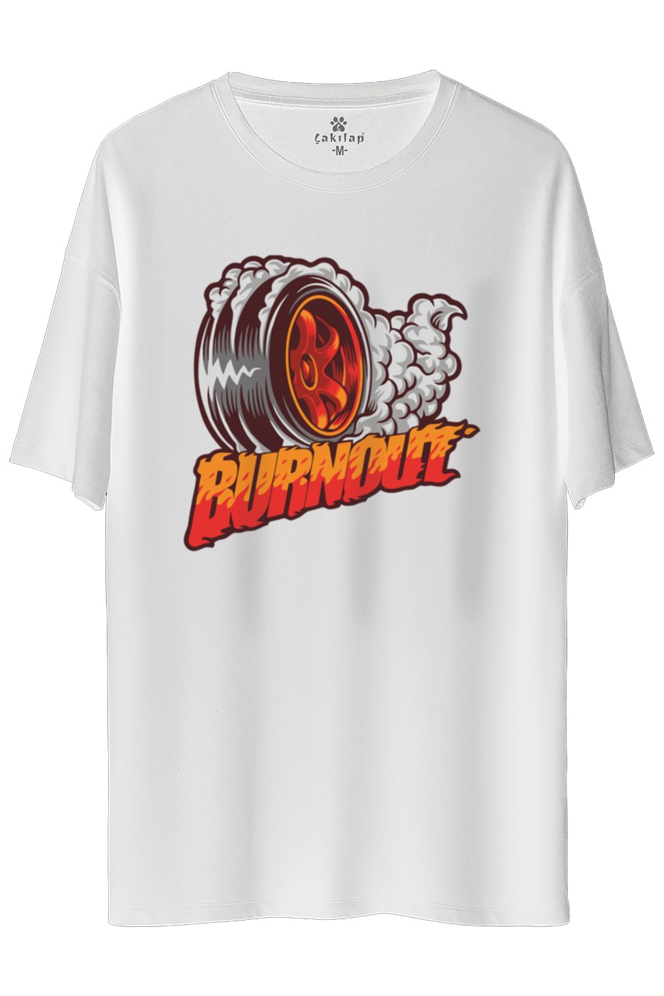 Burnout Baskılı Oversize Tişört