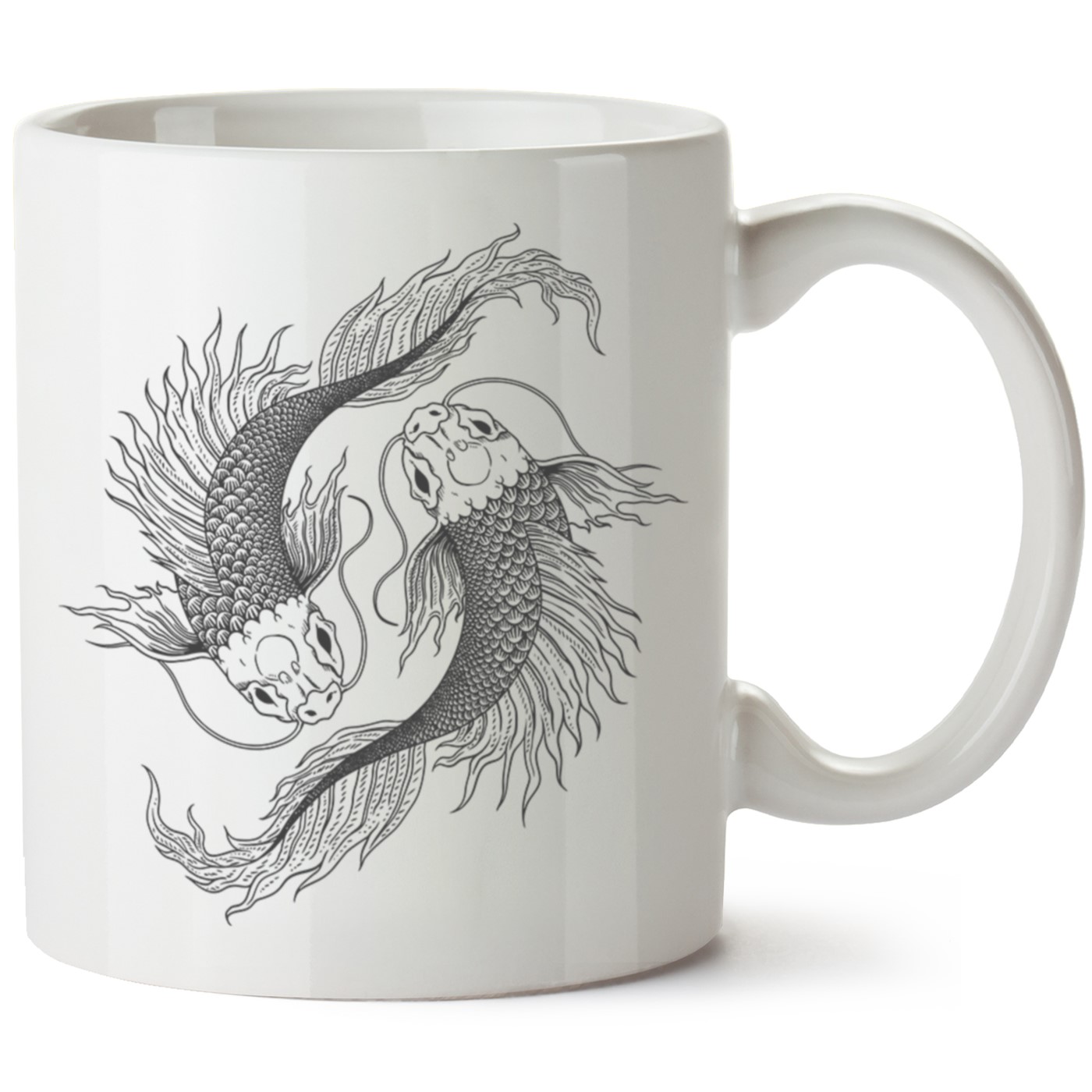 Balık Baskılı Porselen Kupa Bardak