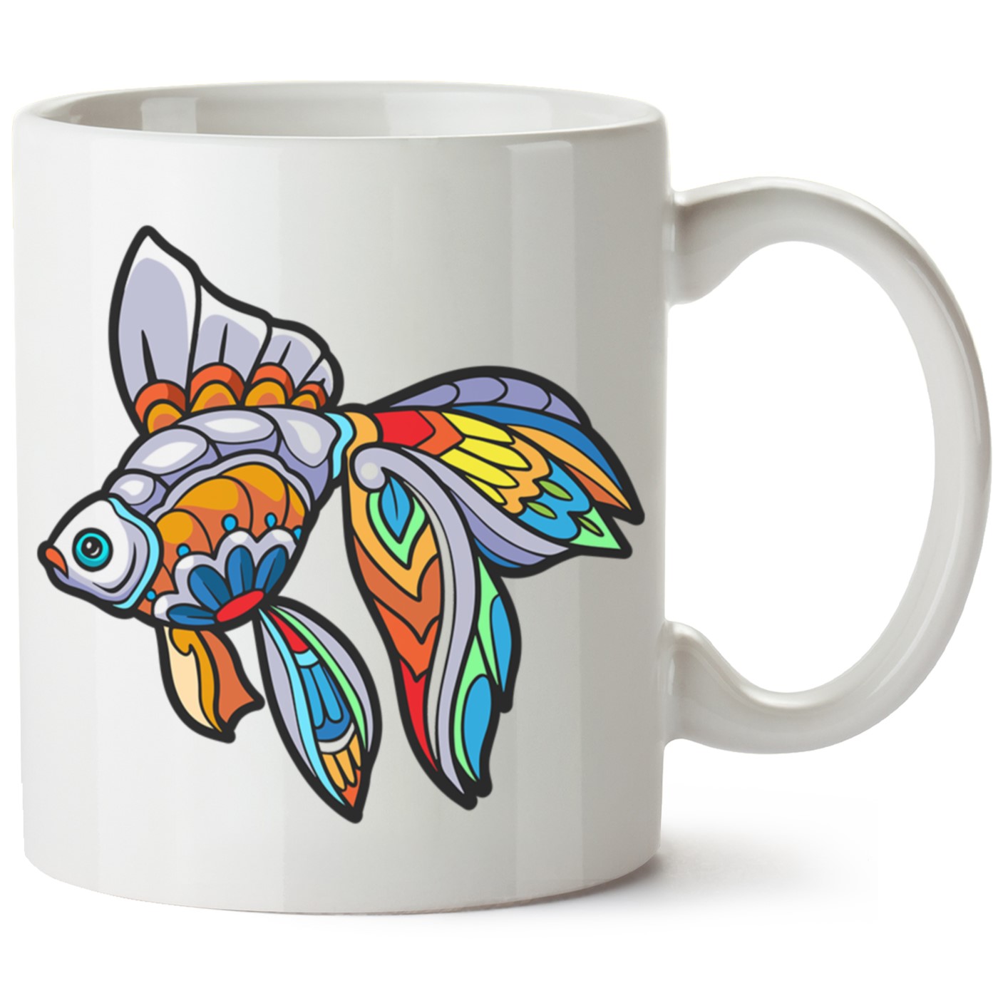 Balık Baskılı Porselen Kupa Bardak