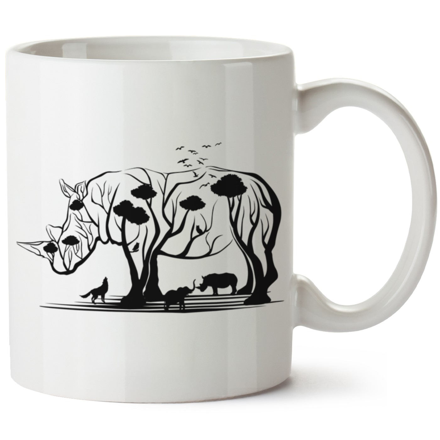 Doğa Gergedan Baskılı Tişöt