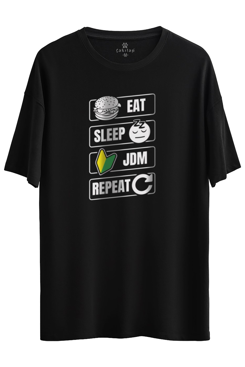 jdm Repeat Baskılı Oversize Tişört