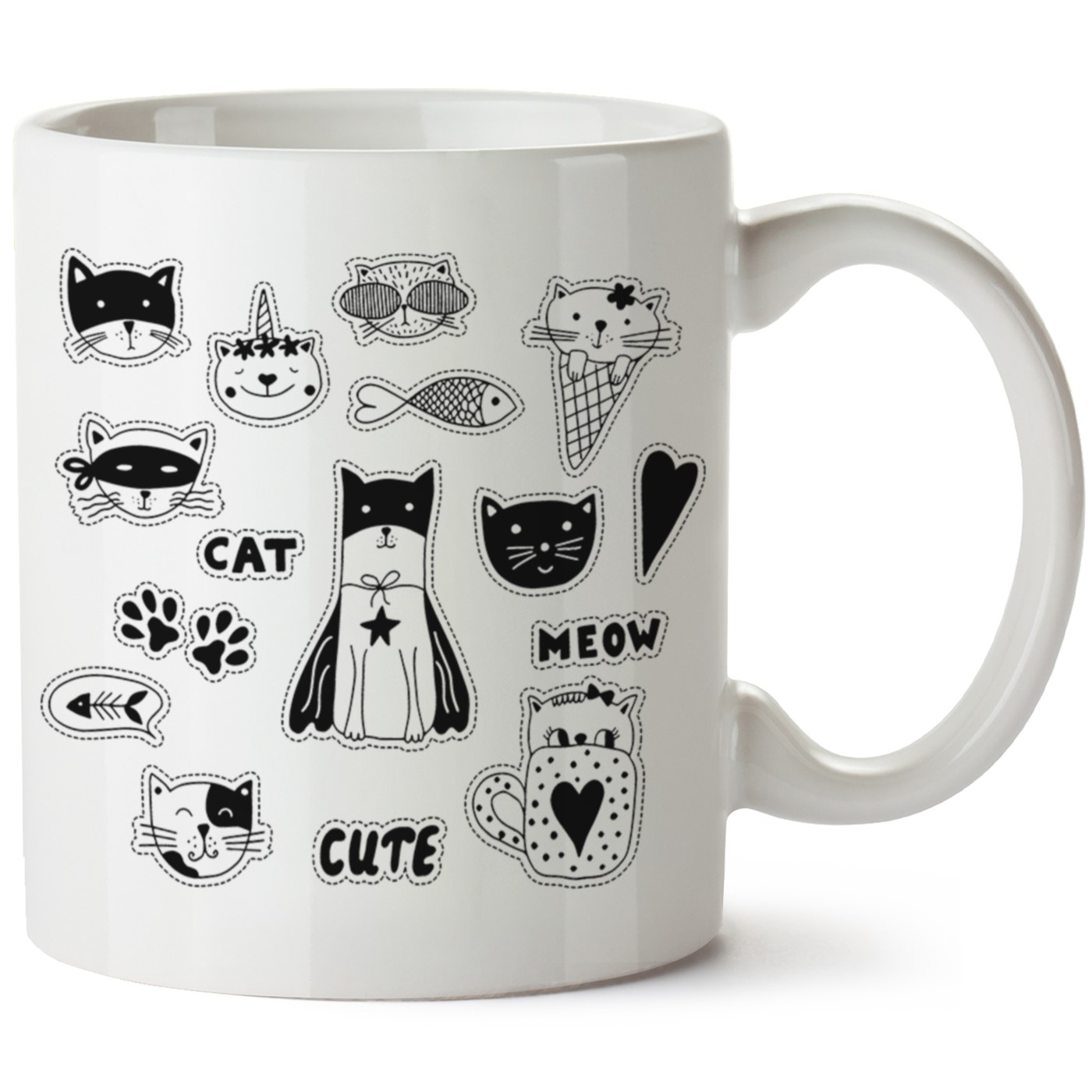 Kedi Baskılı Porselen Kupa Bardak