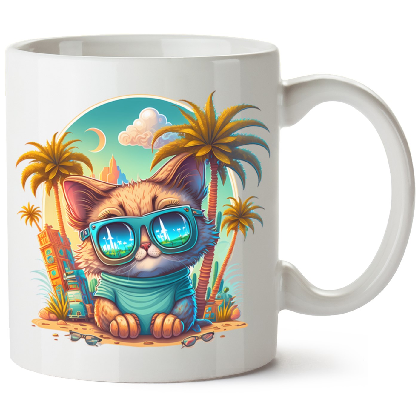 Kedi Baskılı Porselen Kupa Bardak