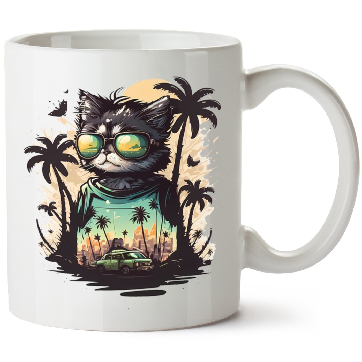 Kedi Baskılı Porselen Kupa Bardak