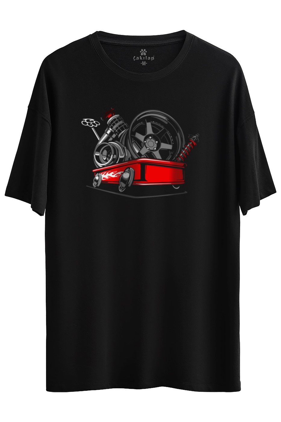 Modifiye Sepeti Baskılı Oversize Tişört