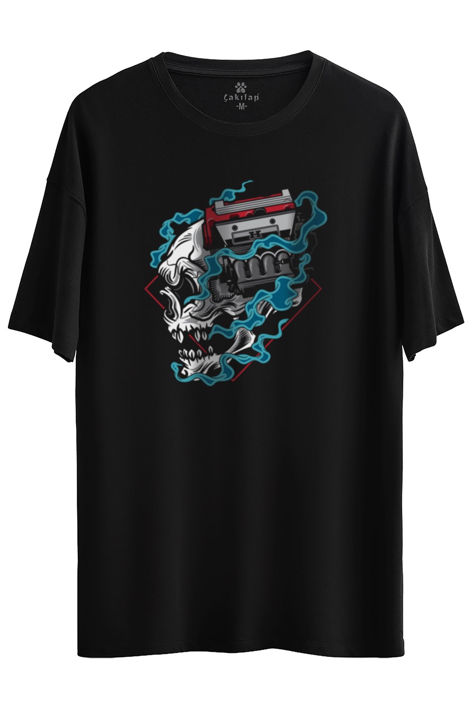 Motor Beyin Baskılı Oversize Tişört