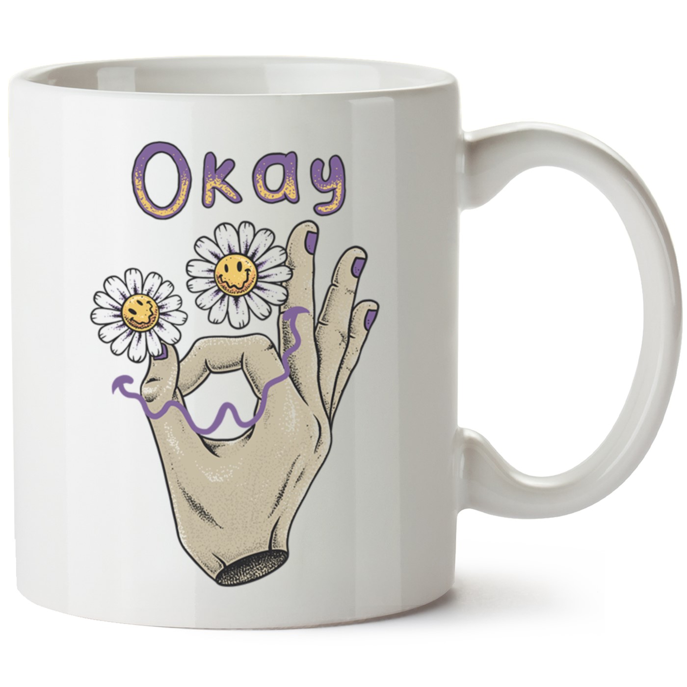 Okay Baskılı Porselen Kupa Bardak