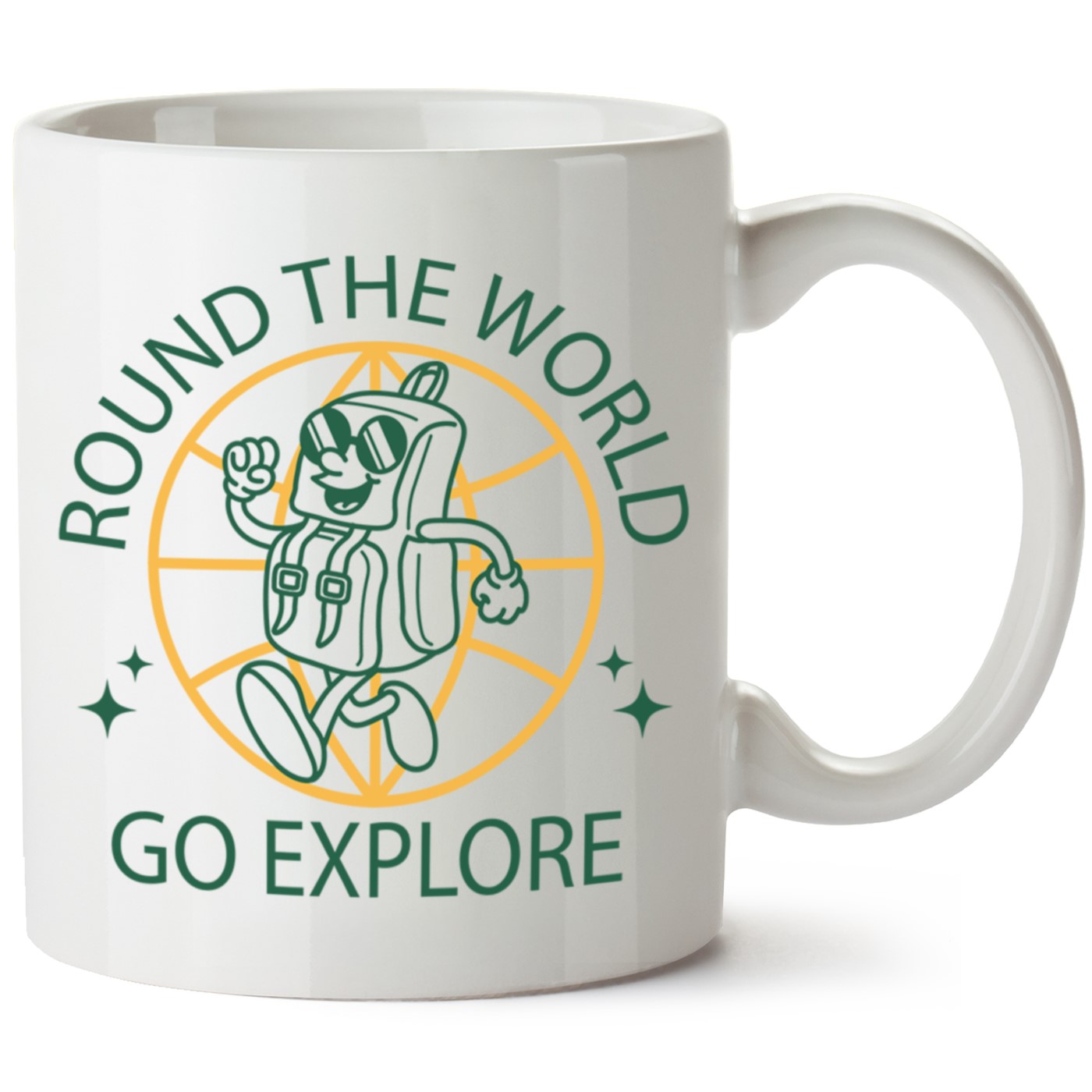 Round The World Go Explore Baskılı Porselen Kupa Bardak