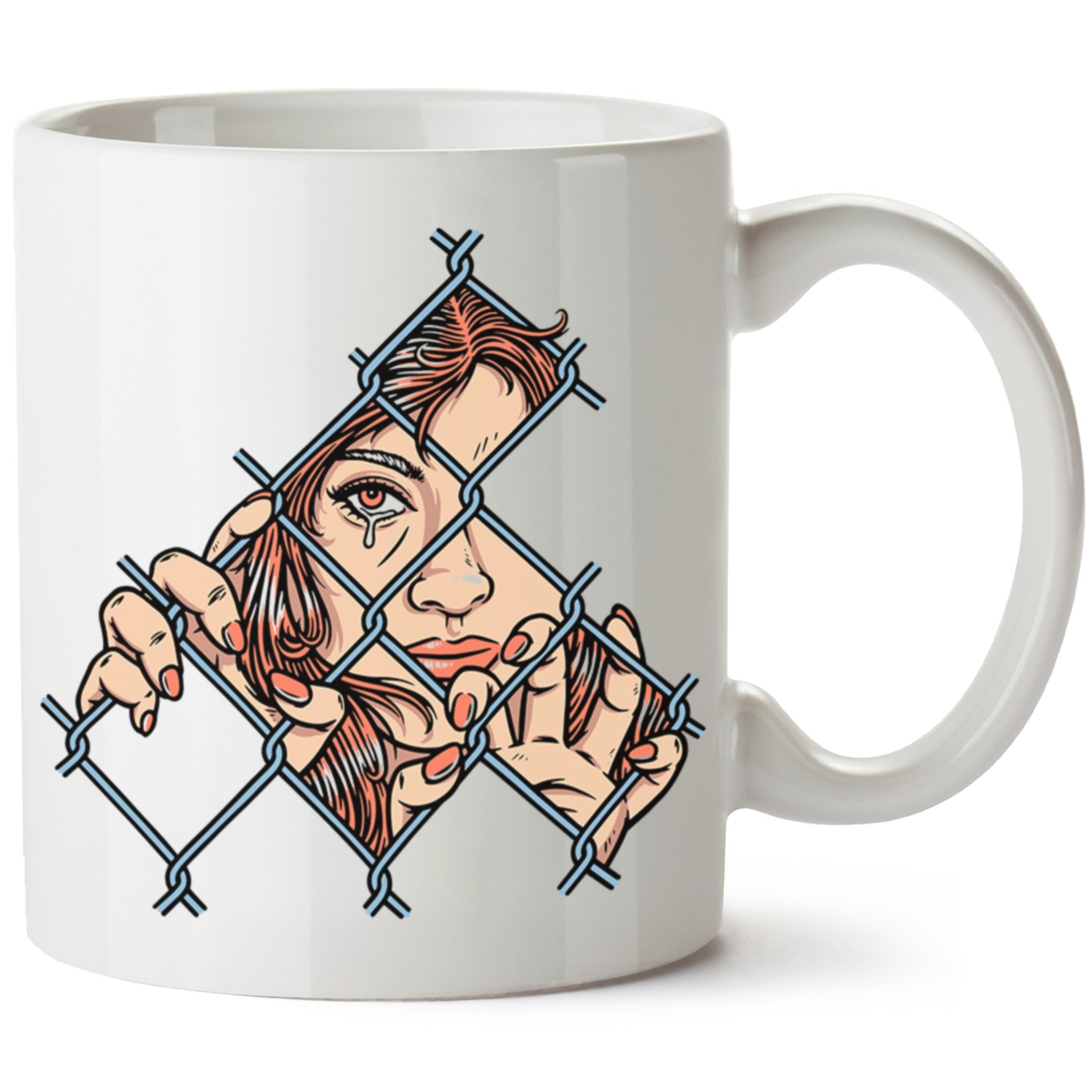 Tutsak Kadın Baskılı Porselen Kupa Bardak